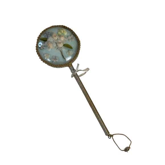Other - Vintage‎ Floral Bouquet Lollipop Princess Mirror Handled Boudoir Vanity Decor